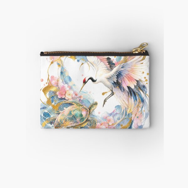 Item preview, Japanese Crane & Turtle – Lucky Symbols Watercolor Art | Kintsugi Gold, Sakura & Japanese Zen Aesthetic designed and sold by アミヤジャ.