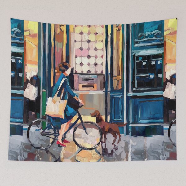 Item preview, Morning Bicycle Ride in Montmartre, Impressionist Painting designed and sold by CARRAANN.