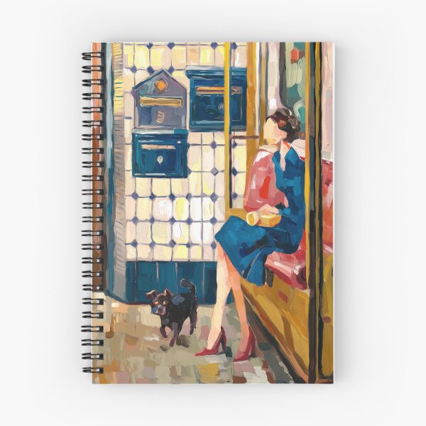 Item preview, Waiting for the Metro with Her Dog, Impressionist Painting designed and sold by CARRAANN.