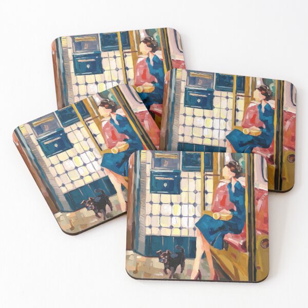 Item preview, Waiting for the Metro with Her Dog, Impressionist Painting designed and sold by CARRAANN.