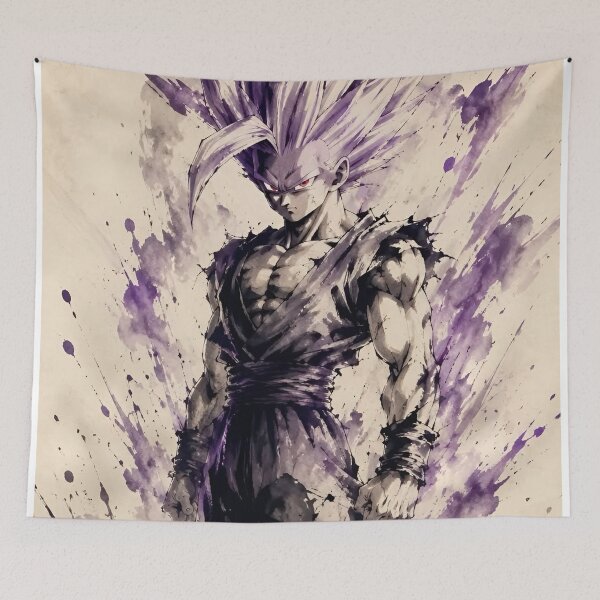 Aperçu de l'œuvre Guerrier à l'aura violette – Super guerrier mystique, art fantastique à l'encre lavée créée et vendue par Dyan4.