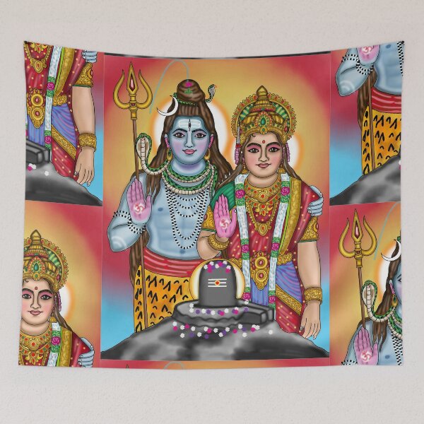 Item preview, Dibujo digital del Señor Shiva y Parvati | Obra de arte de la divina pareja hindú designed and sold by Harshit_Digital_Arts.