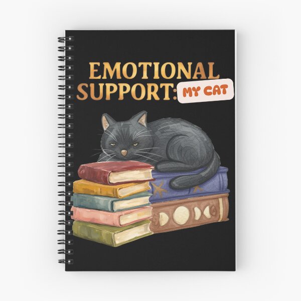 Item preview, Official Emotional Support Witch Cat - Black Cat Grimoire Illustration designed and sold by Karitza Daniela.