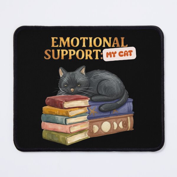 Item preview, Official Emotional Support Witch Cat - Black Cat Grimoire Illustration designed and sold by Karitza Daniela.