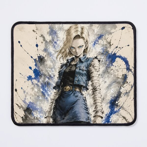 Item preview, Blonde Android Warrior Anime Ink Splash – Blue Street Fighter Art designed and sold by Dyan4.