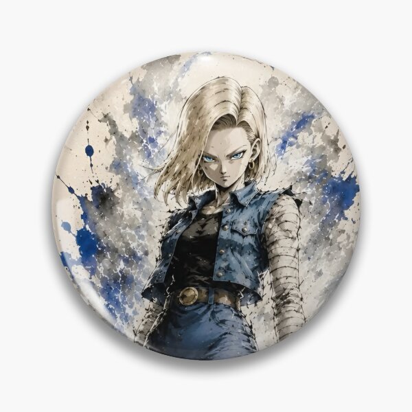 Item preview, Blonde Android Warrior Anime Ink Splash – Blue Street Fighter Art designed and sold by Dyan4.