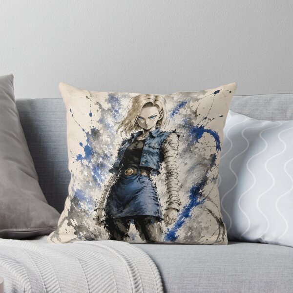 Item preview, Blonde Android Warrior Anime Ink Splash – Blue Street Fighter Art designed and sold by Dyan4.