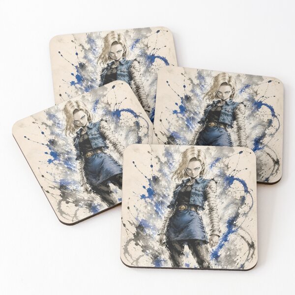 Item preview, Blonde Android Warrior Anime Ink Splash – Blue Street Fighter Art designed and sold by Dyan4.