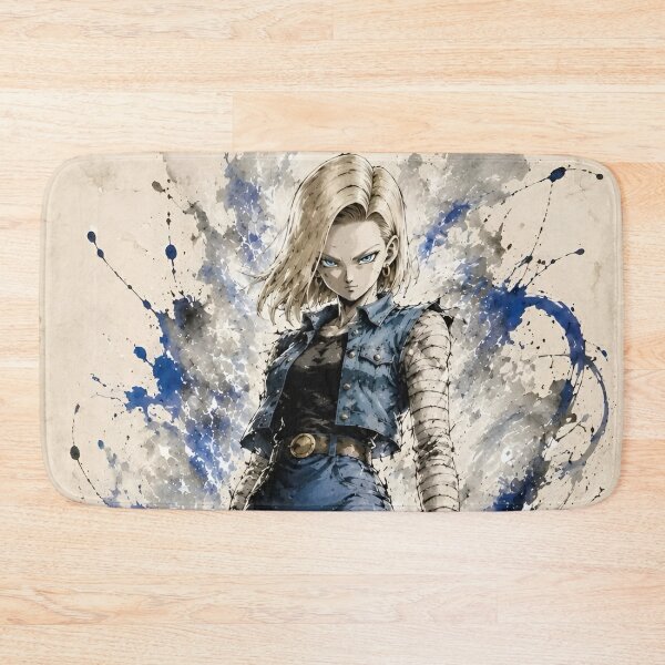 Item preview, Blonde Android Warrior Anime Ink Splash – Blue Street Fighter Art designed and sold by Dyan4.