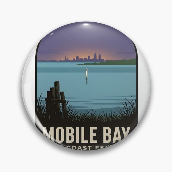 Item preview, Mobile Bay Estuary Alabama Vintage Travel Badge Sticker designed and sold by DetourDgn.