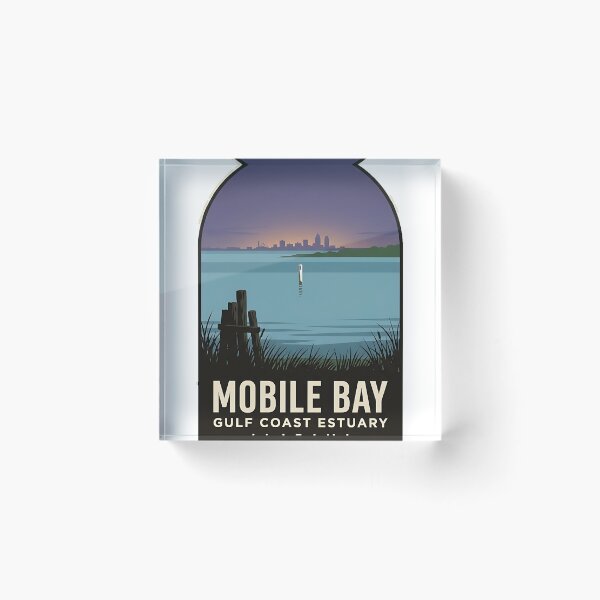 Item preview, Mobile Bay Estuary Alabama Vintage Travel Badge Sticker designed and sold by DetourDgn.
