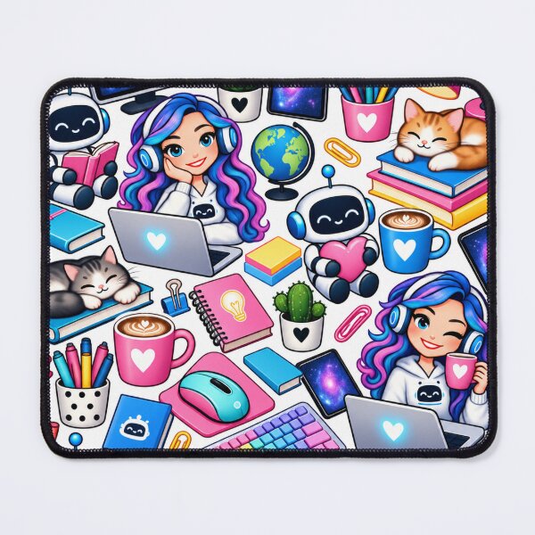 Item preview, Cute Al Robot, Coder Tech Workspace - Kawaii Pattern designed and sold by Myra365Art.