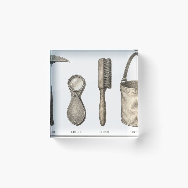 Item preview, Hammer Loupe Brush Bucket Rockhound Tool Plate designed and sold by BoosterShop.