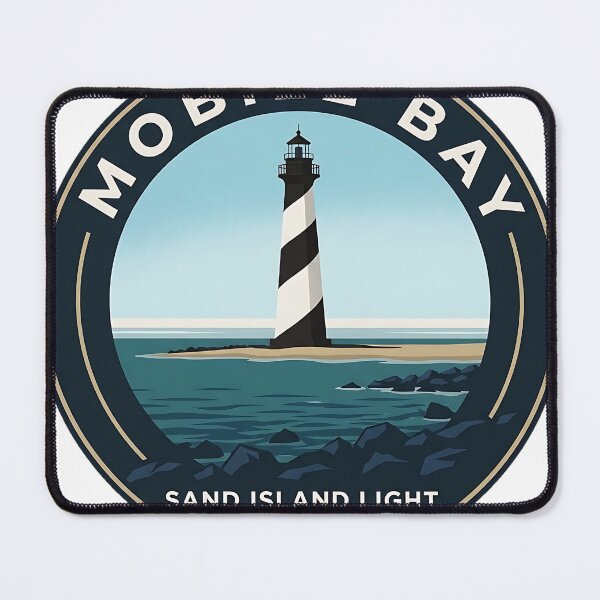 Item preview, Sand Island Lighthouse Mobile Bay Alabama Badge Sticker designed and sold by DetourDgn.