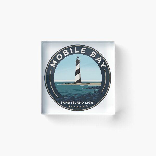 Item preview, Sand Island Lighthouse Mobile Bay Alabama Badge Sticker designed and sold by DetourDgn.