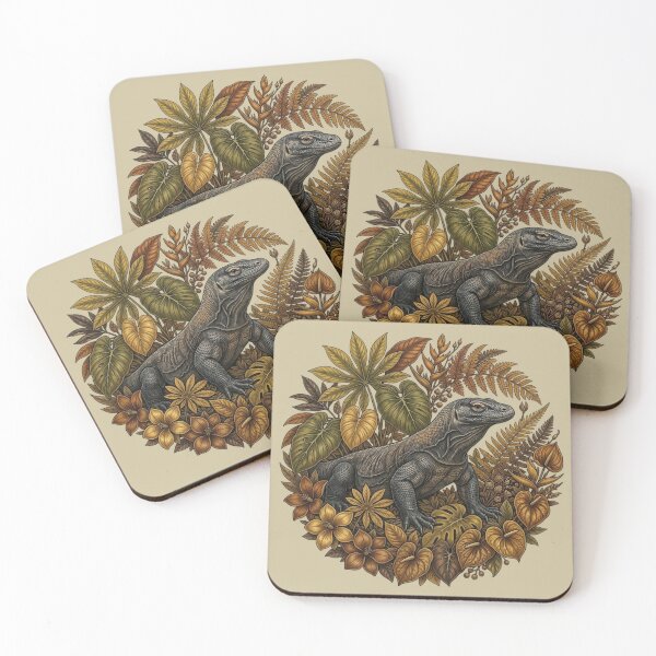 Item preview, Komodo Dragon Tropical Foliage Autumn Vibes designed and sold by BirdsnStuff.
