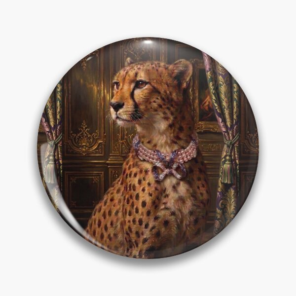 Item preview, Noble Cheetah with Pink Pearl Ribbon Choker designed and sold by Real Beast Art.