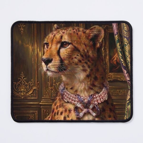 Item preview, Noble Cheetah with Pink Pearl Ribbon Choker designed and sold by Real Beast Art.