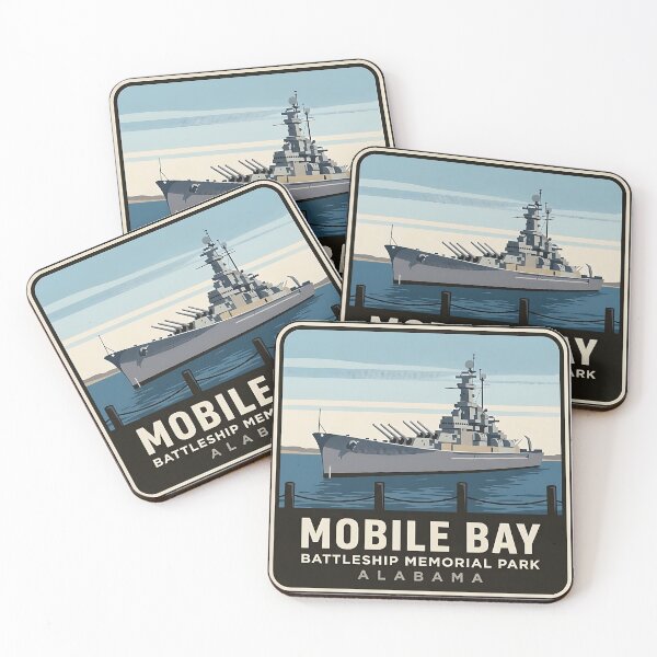 Artikelvorschau, USS Alabama Schlachtschiff Mobile Bay Alabama Abzeichenaufkleber entworfen und verkauft von DetourDgn.
