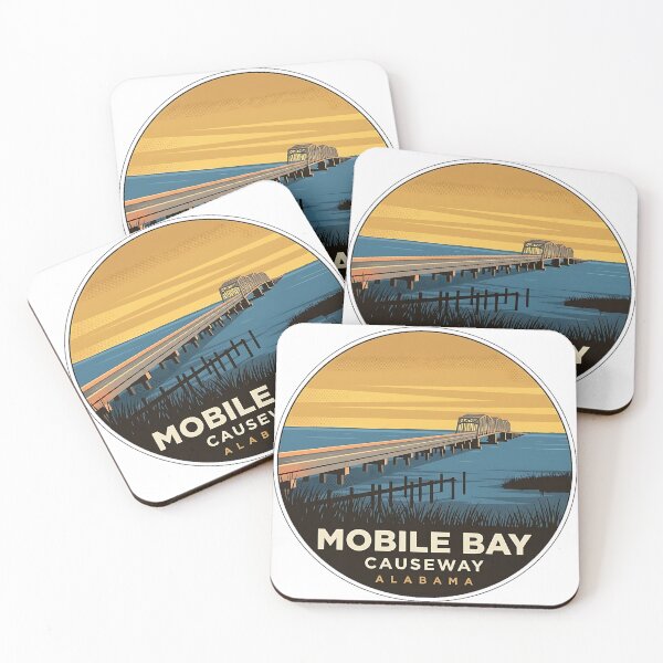 Artikelvorschau, Vintage-Kreisaufkleber „Mobile Bay Causeway Alabama“ entworfen und verkauft von DetourDgn.