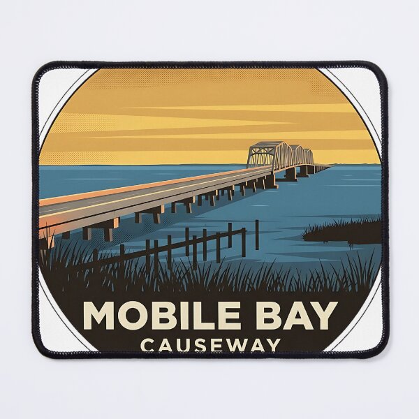 Item preview, Mobile Bay Causeway Alabama Vintage Circle Sticker designed and sold by DetourDgn.
