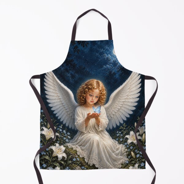 Item preview, Little Angel Girl with Butterfly and White Lilies Heavenly Art designed and sold by DaisyHouse.