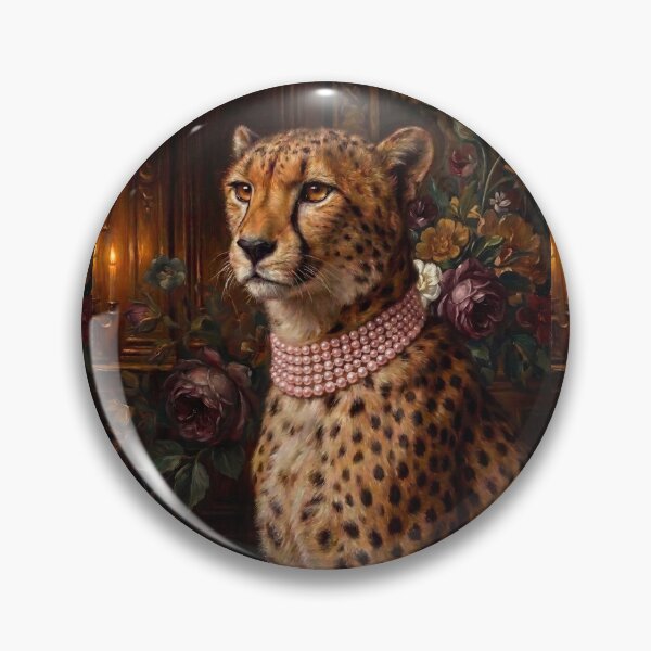Item preview, Noble Cheetah with Pink Pearl Choker designed and sold by Real Beast Art.