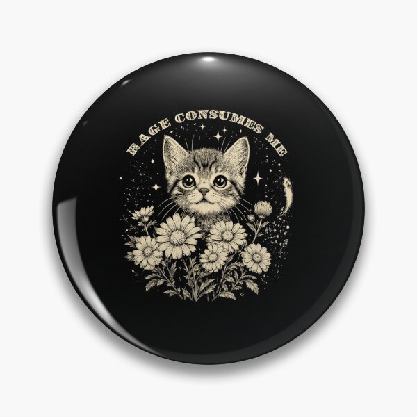 Item preview, Vintage Floral Kitten Quote Rage Consumes Me Gothic Cat Lover Design designed and sold by MiALopezArt.