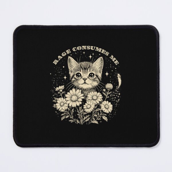 Item preview, Vintage Floral Kitten Quote Rage Consumes Me Gothic Cat Lover Design designed and sold by MiALopezArt.