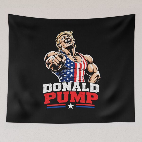 Item preview, Donald Pump – Buff Donald Trump Flexing Fitness Parody designed and sold by TEEJAMBOREE.