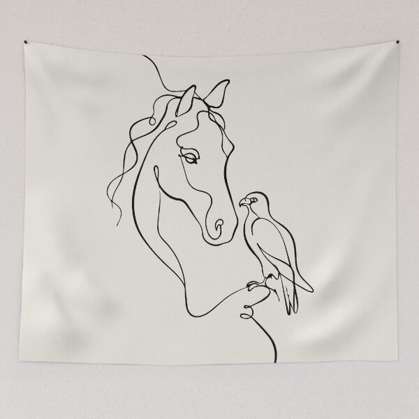 Item preview, Bird Line Drawing with Horse Head Line Art designed and sold by FemmePod.