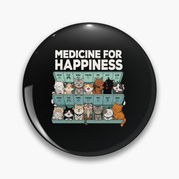 Item preview, Medicine for Happiness Weekly Cat Pill Organizer Funny Cat Lover Design designed and sold by MiALopezArt.