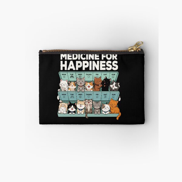 Item preview, Medicine for Happiness Weekly Cat Pill Organizer Funny Cat Lover Design designed and sold by MiALopezArt.