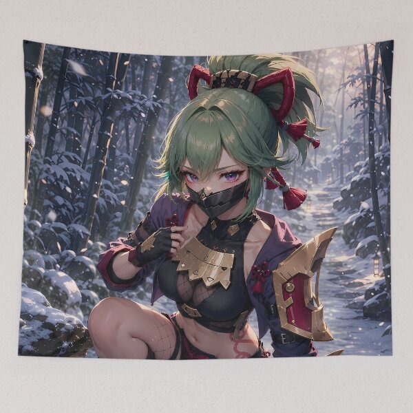 Item preview, Kuki Shinobu Genshin Impact Snowy Bamboo Scout designed and sold by SolenneAzur.