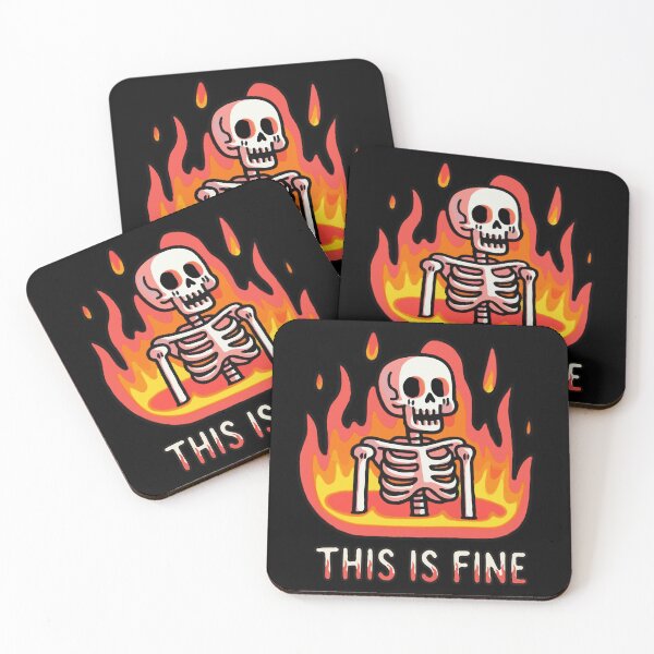 Item preview, Skeleton In Hell This Is Fine designed and sold by Gkinoki.