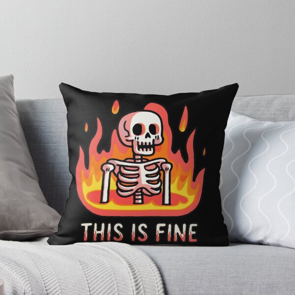 Item preview, Skeleton In Hell This Is Fine designed and sold by Gkinoki.