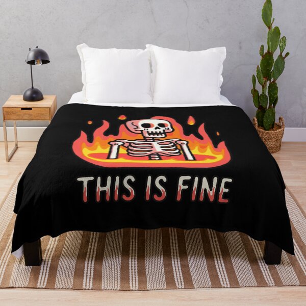 Item preview, Skeleton In Hell This Is Fine designed and sold by Gkinoki.