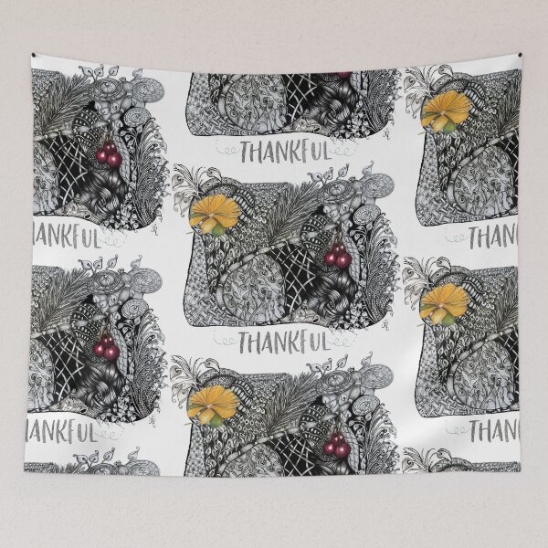 Item preview, Thankful Floral Zentangle designed and sold by LorieFossaArt.