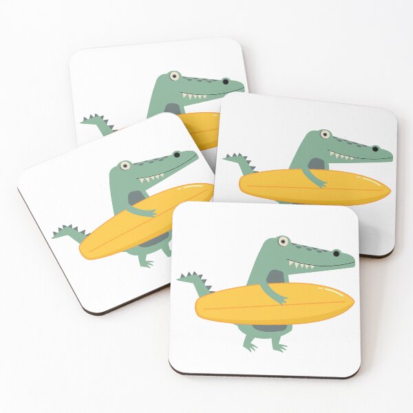 Item preview, Flat Illustration With Crocodile Holding Surfboard designed and sold by Store-Alattal.