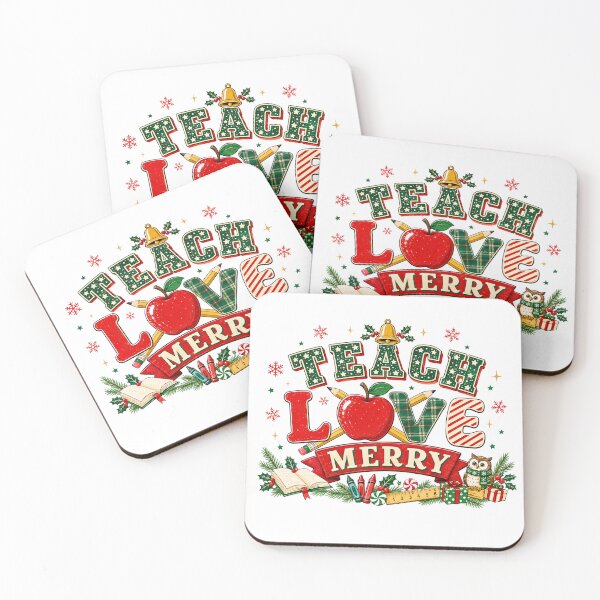 Item preview, Teach Love Merry Retro Christmas Teacher designed and sold by DYAFLK.