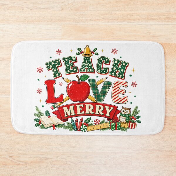 Item preview, Teach Love Merry Retro Christmas Teacher designed and sold by DYAFLK.