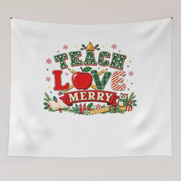 Item preview, Teach Love Merry Retro Christmas Teacher designed and sold by DYAFLK.
