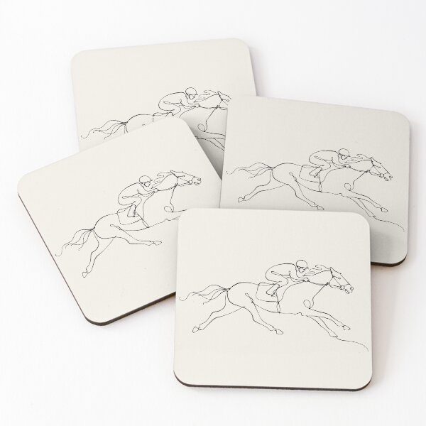 Item preview, Jockey With Running Horse One Line Art designed and sold by FemmePod.