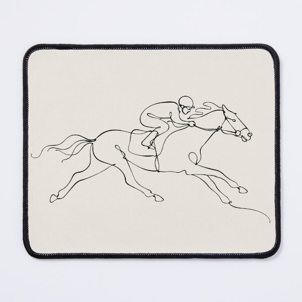 Item preview, Jockey With Running Horse One Line Art designed and sold by FemmePod.