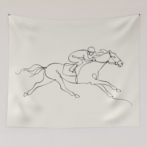 Item preview, Jockey With Running Horse One Line Art designed and sold by FemmePod.