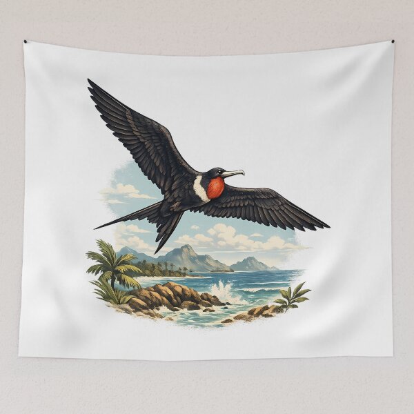 Item preview, Frigate gliding over the tropical coast designed and sold by Daily Quirk.