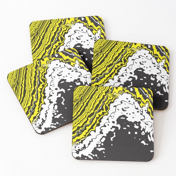 Item preview, Retro Pop Abstract Ocean Waves in Monochrome and Yellow  designed and sold by cremedecolor.