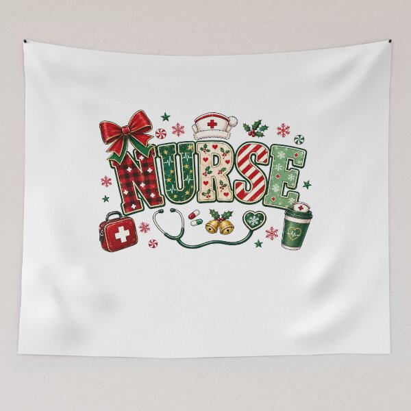 Item preview, Retro Christmas Nurse Festive Typography designed and sold by DYAFLK.
