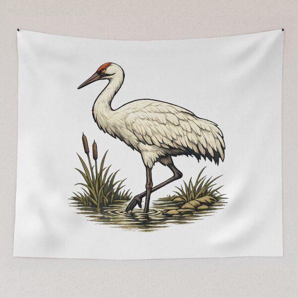 Item preview, White crane walking through the swamp designed and sold by Daily Quirk.