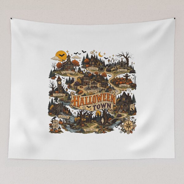 Item preview, Halloween Town Map Spooky Vintage  designed and sold by NicoleBen49806.